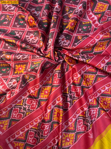 Fancy Patola Silk Saree – Ikkat Print with Zari Border & Lagdi Pallu | Weaver’s Place Exclusive