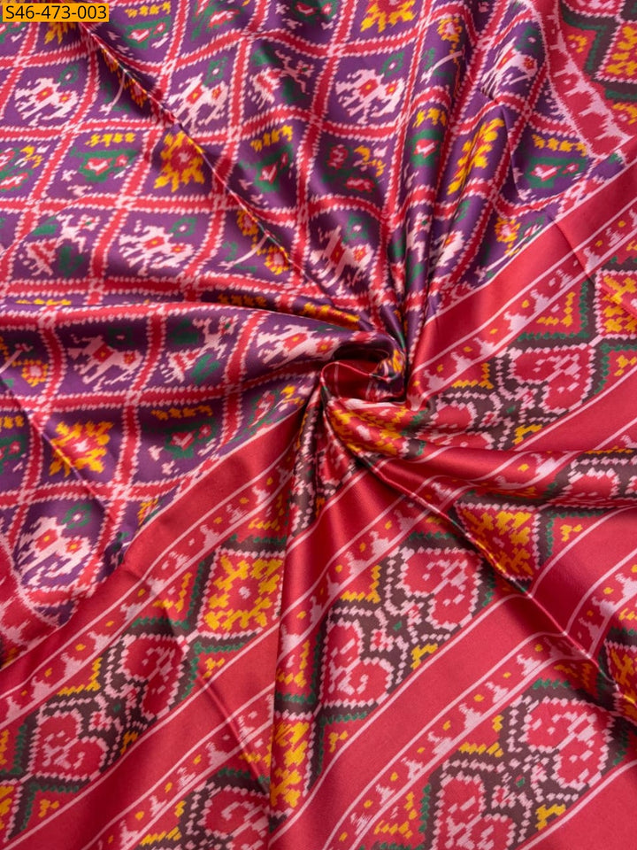 Fancy Patola Silk Saree – Ikkat Print with Zari Border & Lagdi Pallu | Weaver’s Place Exclusive