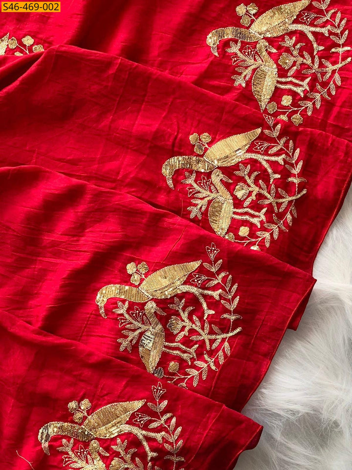 Fancy Soft Georgette Diable Saree – 2 Dye Concept with Silver Zari & Sequence Work