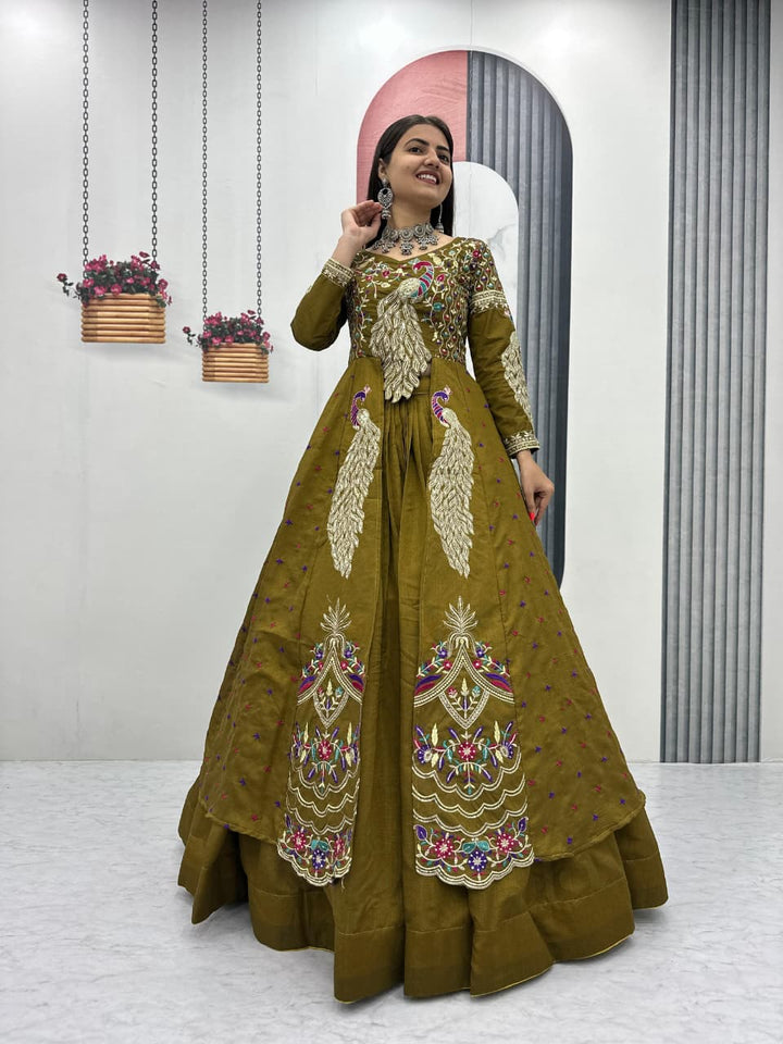 Festival Special Crop Top With Shrug & Vichitra Lehenga Set | Premium Thread & Sequence Work